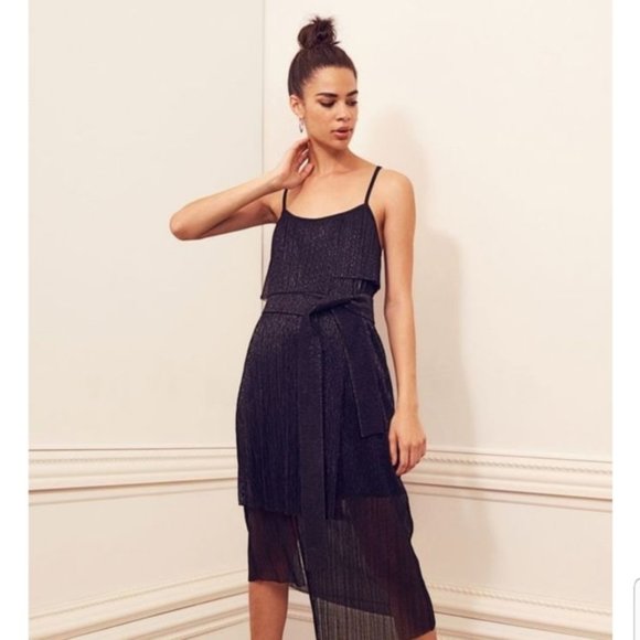 NWT Anthro Black Sparkle Tier Dress - Picture 2 of 7